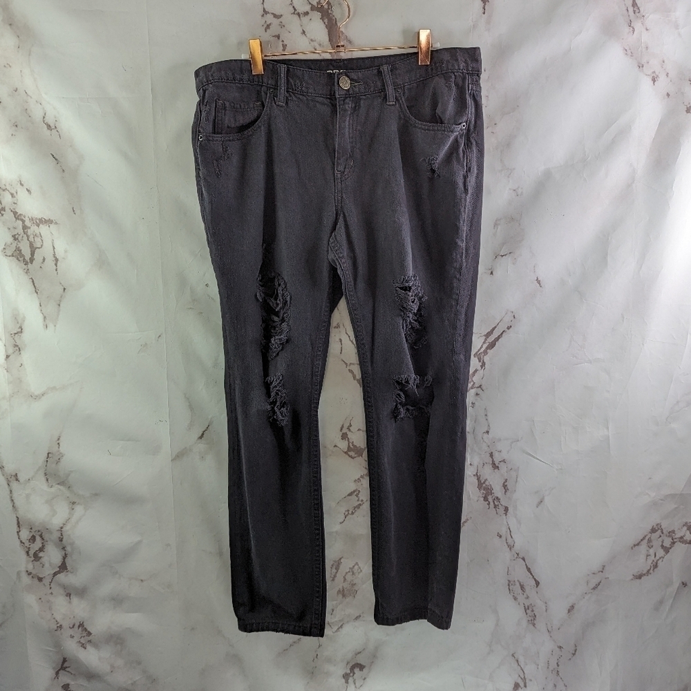 BDG Jeans Womens 30 Black Mid Rise Slim Boyfriend Distressed Urban Outfitters